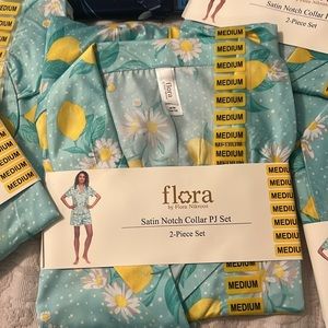Flora, by Flora Nikrooz satin notch, collar PJ set two piece set